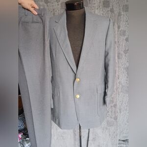 Classic Gray Men's Suit with Gold Buttons